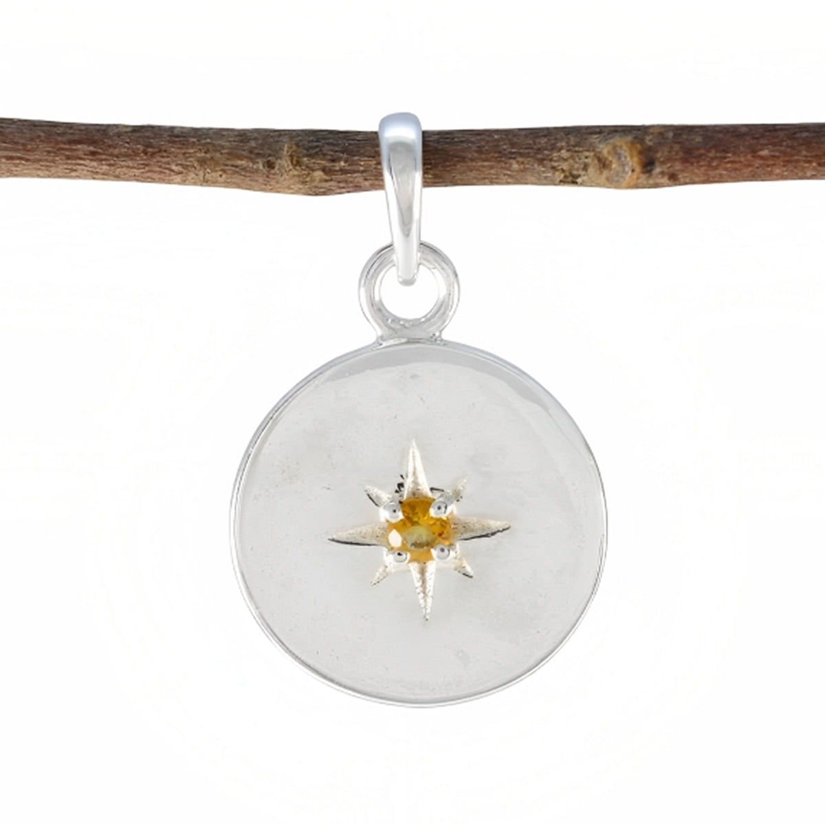 Alina Trendy Fashion Pendants India - Silver Star Charm Citrine Yellow Yellow