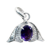 Lorena Trendy Gemstone Jewelry Pendant with Wings Amethyst Purple Purple