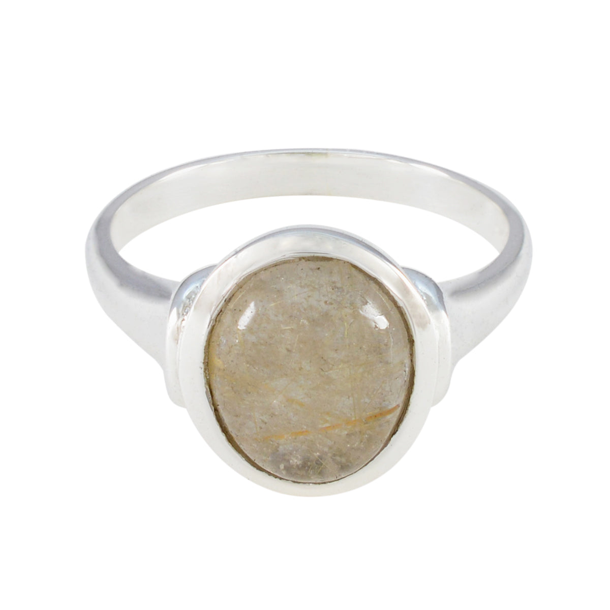 Ida Trendy Golden Solitaire Ring with Gemstone Rutile Quartz Yellow