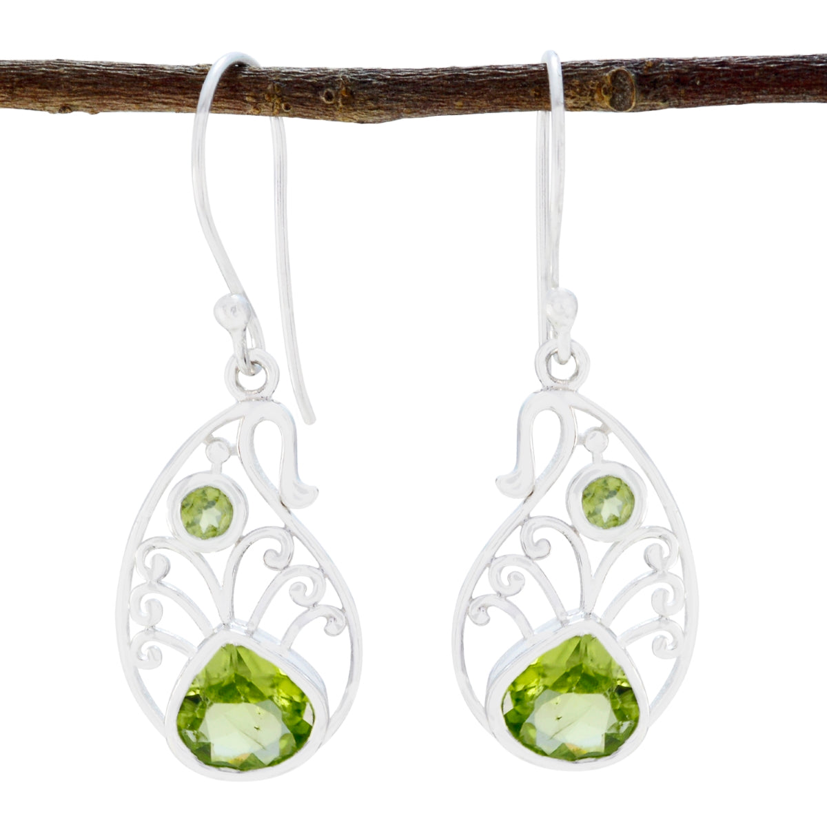 Lily Trendy Green Earrings for Party - Chic Design Peridot Green Dangle