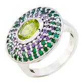 Zoey Trendy Green Halo Ring with Gemstone Details Peridot Green