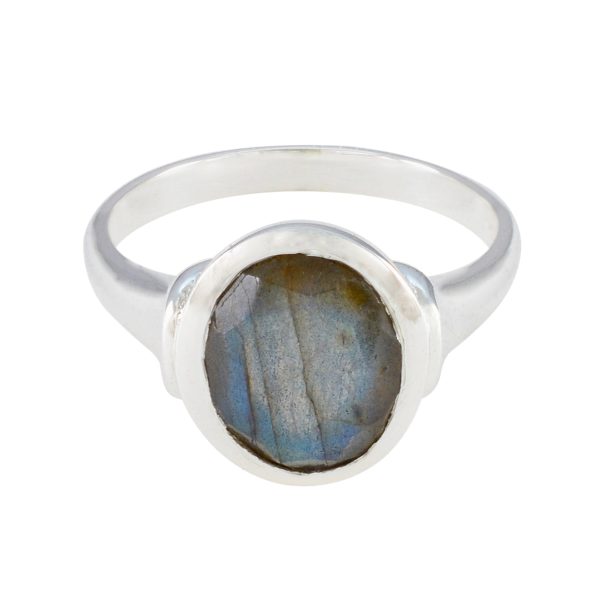 Joaquina Trendy Grey Solitaire Ring Labradorite Gray
