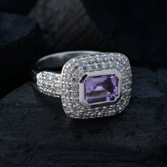 Marie Trendy Purple Halo Ring with Sparkling Crystals