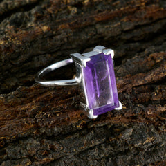 Hanna Trendy Purple Solitaire Ring with Silver Band