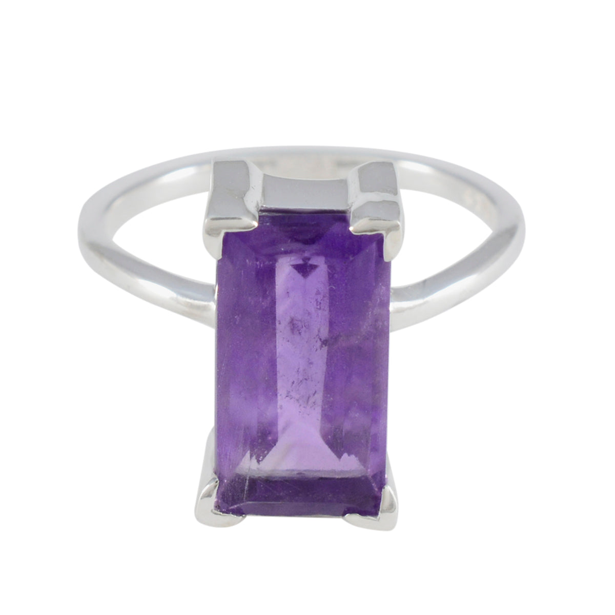 Hanna Trendy Purple Solitaire Ring with Silver Band Amethyst Purple