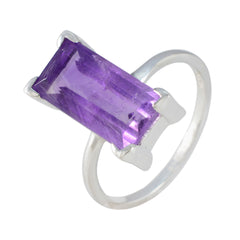Hanna Trendy Purple Solitaire Ring with Silver Band
