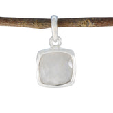 Penelope Trendy Silver Jewelry India Square Pendant Rainbow Moonstone White White