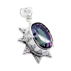 Valentina Trendy Statement Jewelry Pendant with Gemstone Mystic Quartz multicolor Multicolor