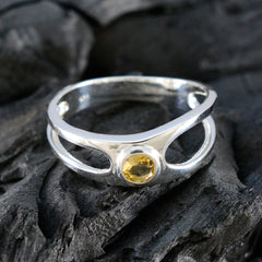 Xiu Trendy Yellow Solitaire Ring with Silver Band