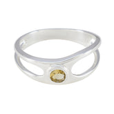 Xiu Trendy Yellow Solitaire Ring with Silver Band Citrine Yellow