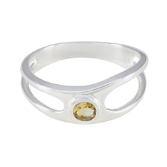Xiu Trendy Yellow Solitaire Ring with Silver Band Citrine Yellow