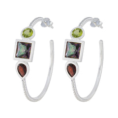 Jiwoo Trilogy Stud Earrings in Colorful Gemstones Multi multicolor Stud