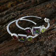 Jiwoo Trilogy Stud Earrings in Colorful Gemstones