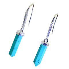 Isabella Turquoise Dangle Earrings with Silver Accents