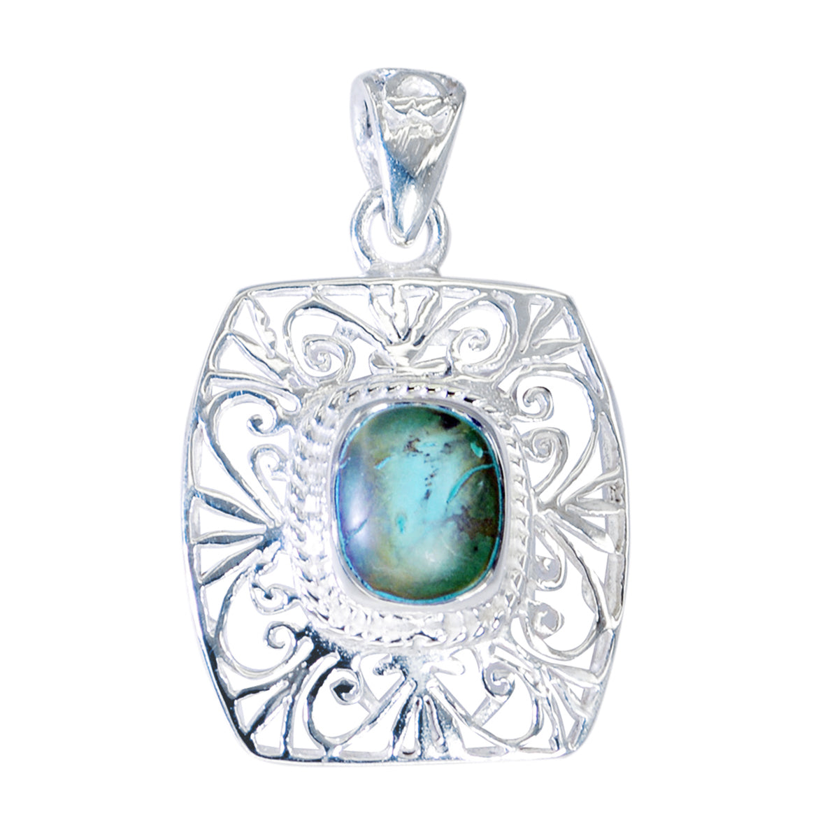 Chloe Turquoise Filigree Statement Pendant Turquoise Turquoise Turquoise