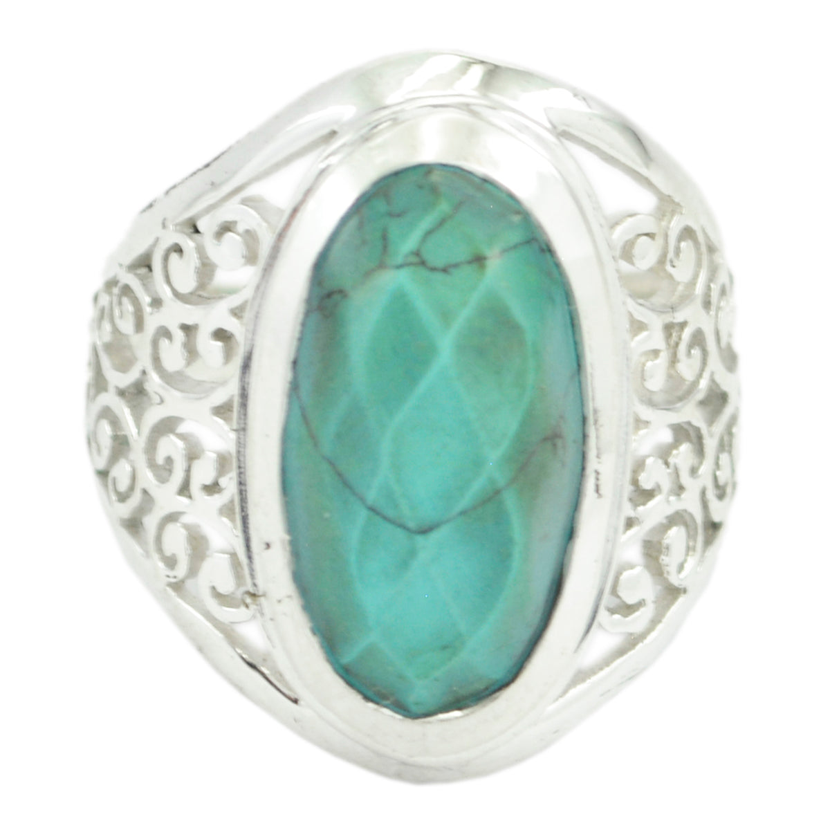Ivy Turquoise Filigree Solitaire Ring for Elegance Turquoise Blue