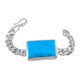 Pauline Turquoise Gemstone Bracelet with Silver Chain Turquoise Blue