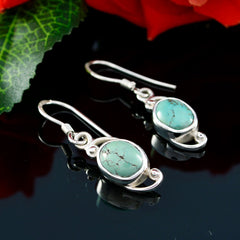 Emma Turquoise Solitaire Earrings in Silver Setting