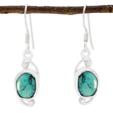 Emma Turquoise Solitaire Earrings in Silver Setting Turquoise Blue Dangle