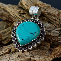 Isabella Turquoise Statement Pendant with Purple Gemstones