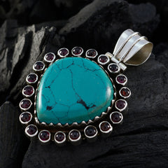 Isabella Turquoise Statement Pendant with Purple Gemstones
