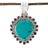Isabella Turquoise Statement Pendant with Purple Gemstones Turquoise Turquoise Turquoise