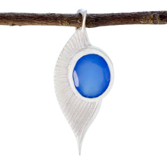Isabella Unique Armor Design Pendant with Blue Gemstone Blue Chalcedony Blue Blue