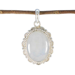 Autumn White Rope-Wire Edgy Pendant Rainbow Moonstone White White