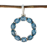 Lucia Unique Blue Gemstone Necklace Pendant Blue Topaz Blue Blue