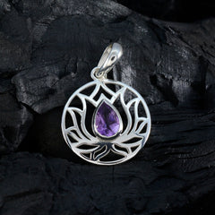 Autumn Unique Gemstone Pendant - Elegant Lotus Design