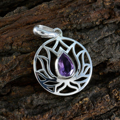 Autumn Unique Gemstone Pendant - Elegant Lotus Design
