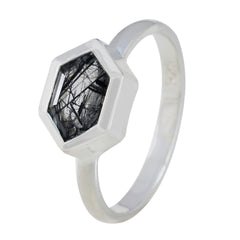 Zazlle Unique Gift Ring with Hexagon Rutilated Quartz