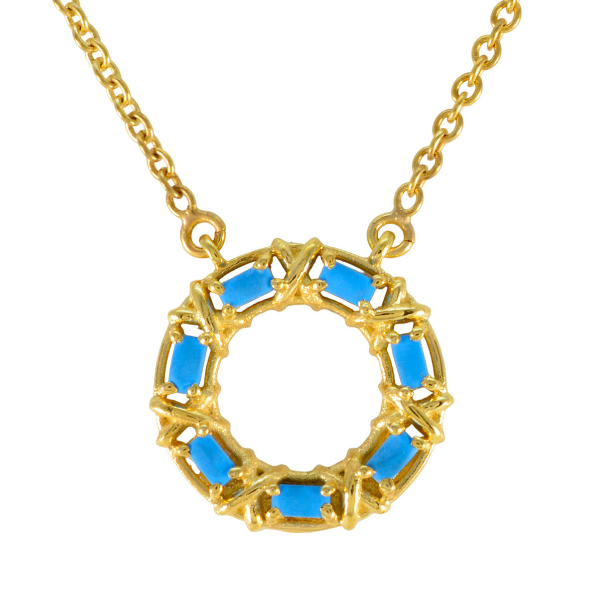 Yasmin Unique Pendant Necklace with Colorful Gemstones Turquoise Turquoise Turquoise