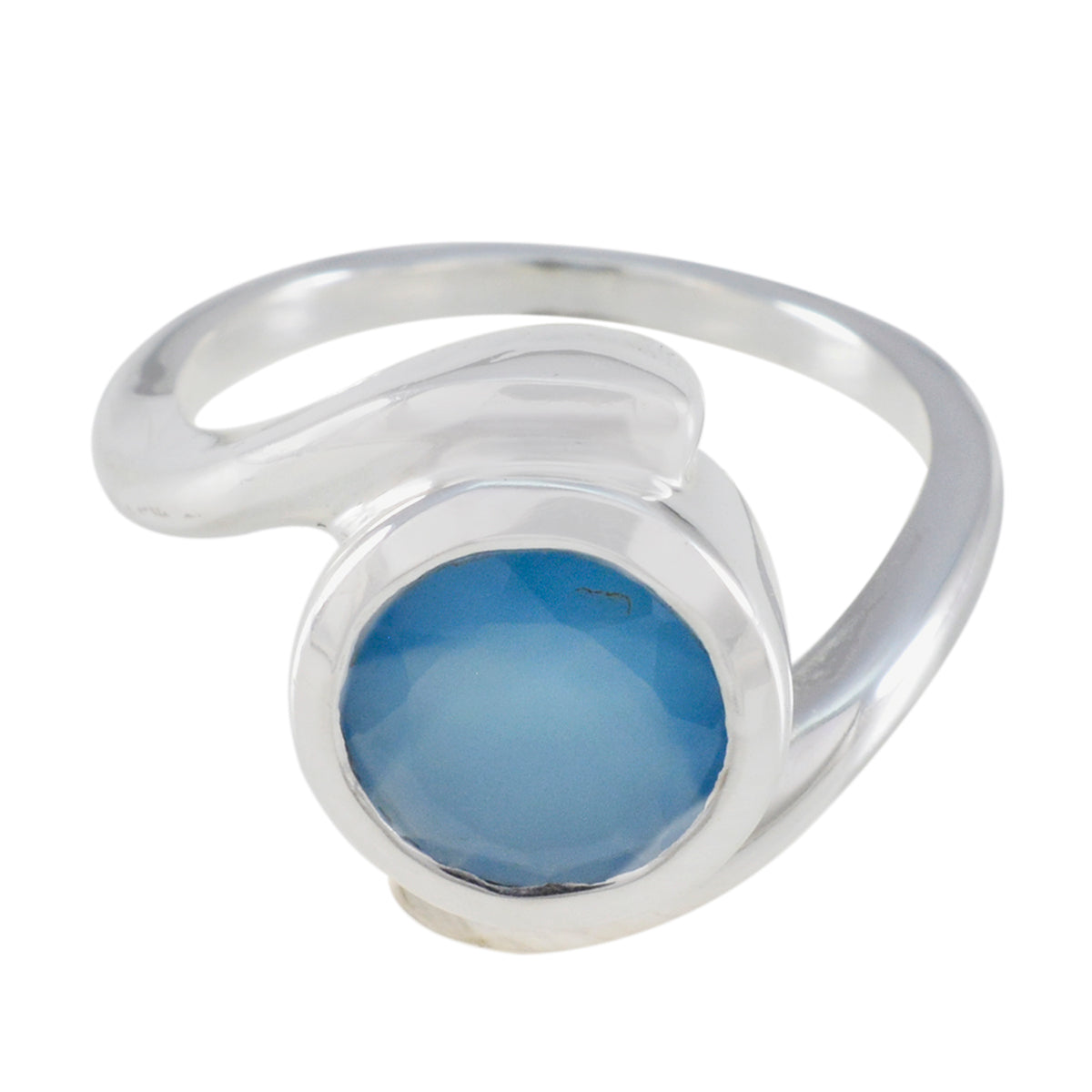 Valentina Contemporary Blue Solitaire Ring Blue Chalcedony Blue