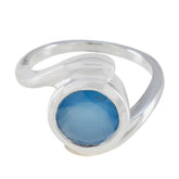 Valentina Contemporary Blue Solitaire Ring Blue Chalcedony Blue