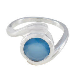 Valentina Contemporary Blue Solitaire Ring Blue Chalcedony Blue