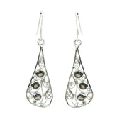 Valentina Dangle Earrings - Elegant Silver Design Smoky Quartz Brown Dangle