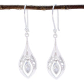 Valentina White Solitaire Earrings for Elegant Style Rainbow Moonstone White Dangle
