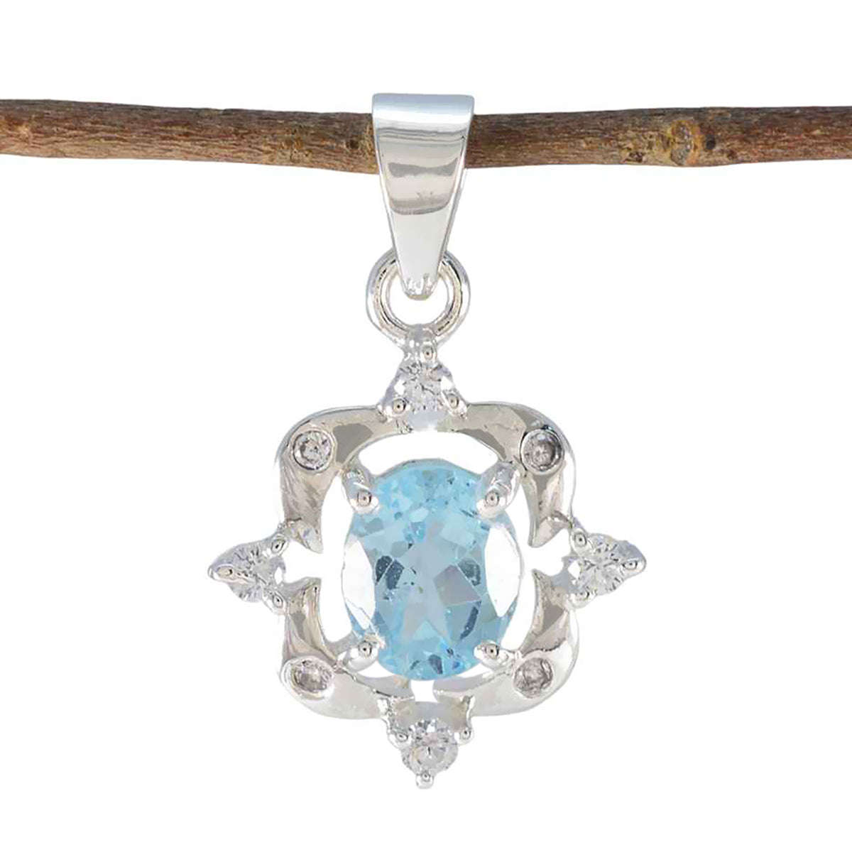 Zoey Pendant for Valentine Gift Jewelry India Blue Topaz Blue Blue