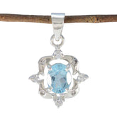 Zoey Pendant for Valentine Gift Jewelry India Blue Topaz Blue Blue