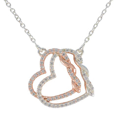 Carla Valentine Heart Pendant with Crystal Accents White CZ White White