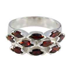 Emilia silver ring featuring abstract red gemstone ring design with multiple marquise-cut stones