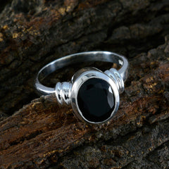 Teresa Black Solitaire Ring with Oval Gemstone