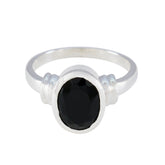 Teresa Black Solitaire Ring with Oval Gemstone Black Onyx Black