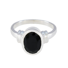 Teresa Black Solitaire Ring with Oval Gemstone Black Onyx Black