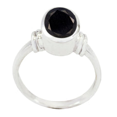 Teresa Black Solitaire Ring with Oval Gemstone