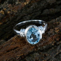 Mia Blue Solitaire Gemstone Ring in Sterling Silver