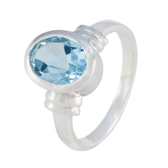 Mia Blue Solitaire Gemstone Ring in Sterling Silver
