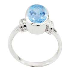 Mia Blue Solitaire Gemstone Ring in Sterling Silver
