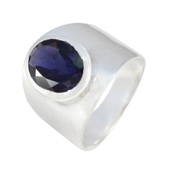 Camilla silver ring with a large blue gemstone blue solitaire statement ring